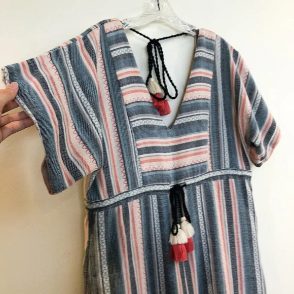 The Odells Striped V Neck Cropped Wide Leg Tassled Beach Vacation Romper XS - Picture 6 of 11